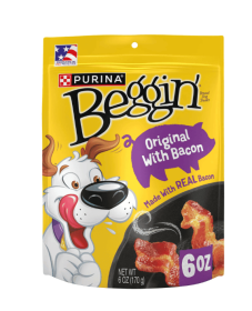 Purina Beggin' Strips Dog Treat Chews, Original with Real Bacon Snacks, 6 oz Pouch