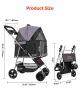 VEVOR Pet Stroller, 35 lbs Weight Capacity, Foldable Dog Stroller Cart, 4 Wheels Cats Pram with Detachable Carrier & Mesh Windows