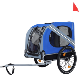 Large Folding Bike Trailer For Dogs  120LB Capacity All-Terrain Pet Carrier, Durable Steel Frame For Cycling, Jogging, Camping  Outdoor Adventures (Option: BlueGrey)